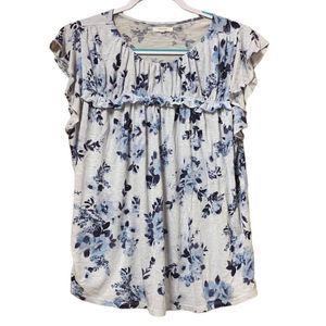 Sweet Blue floral flowy and short sleeve Blouse from Maurices size large